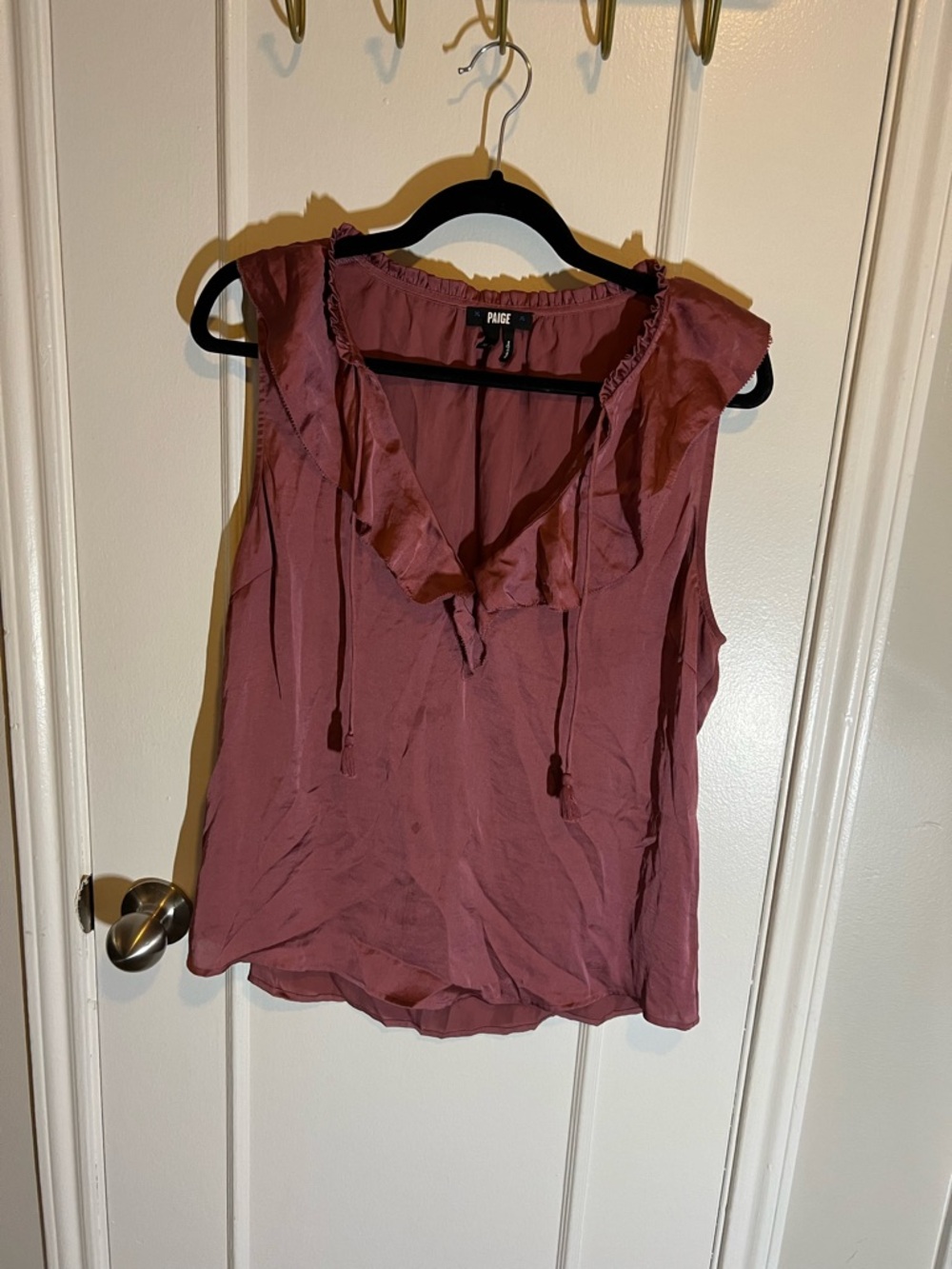 Paige Women’s Alma Top Blouse Medium Split Neck Ruffle Dainty Feminine